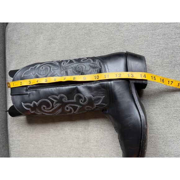 Justin Mens Black London Calf Leather Western Boots 13in Cowboy Black Sz 10.5 main image 4